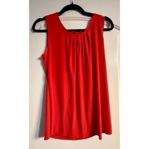 Gramercy 22 Sleeveless Blouse Women Medium Red Pleated Keyhole Back